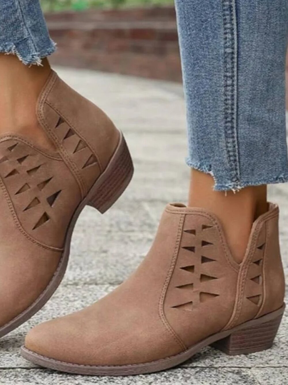 TOP Moda Brown Ankle Booties with Cutouts
